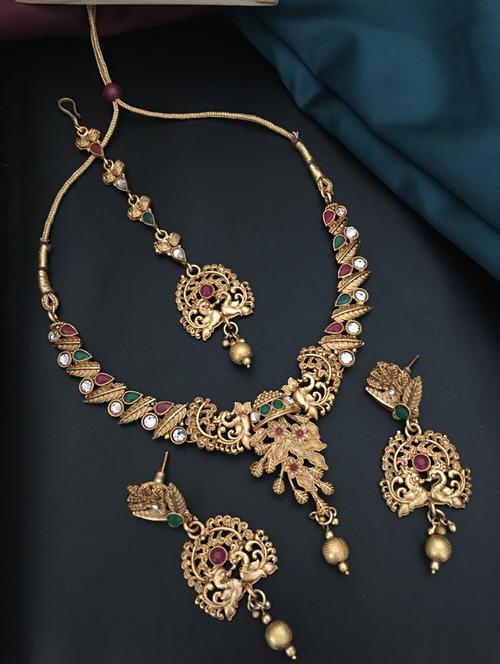 gold brass short necklace - 18424008 - Very Small Image - 1