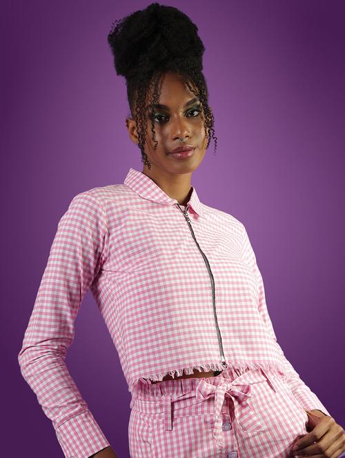 frayed hem gingham checkered shirt - 18424425 - Very Small Image - 1