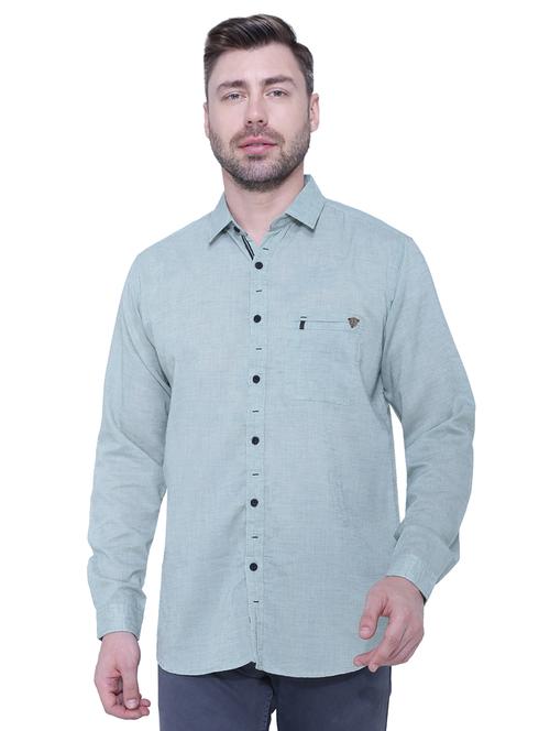 green solid casual shirt - 18424498 - Very Small Image - 1