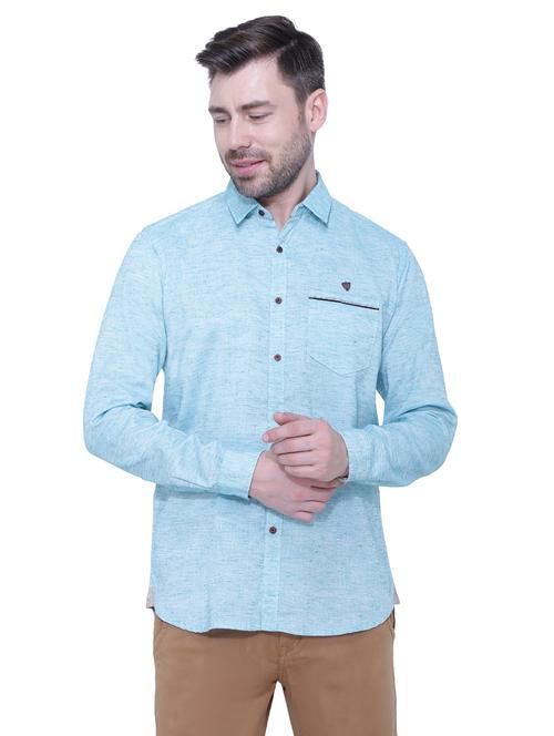turquoise melange casual shirt - 18424521 - Very Small Image - 1