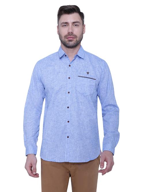 light blue melange casual shirt - 18424522 - Very Small Image - 1