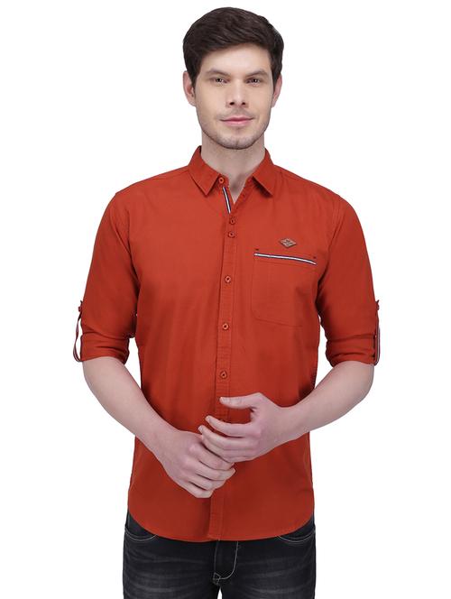 rust solid casual shirt - 18424543 - Very Small Image - 1