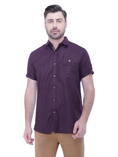 purple solid casual shirt - 18424645 - Very Small Image - 1