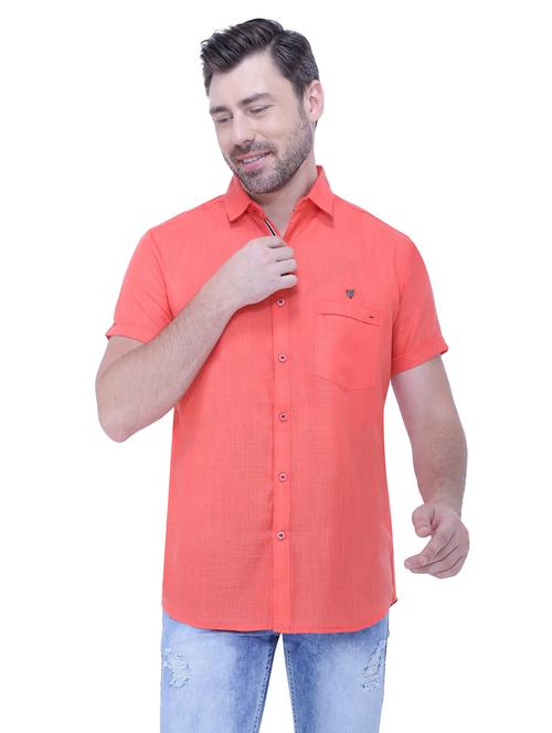orange solid casual shirt - 18424648 - Very Small Image - 1