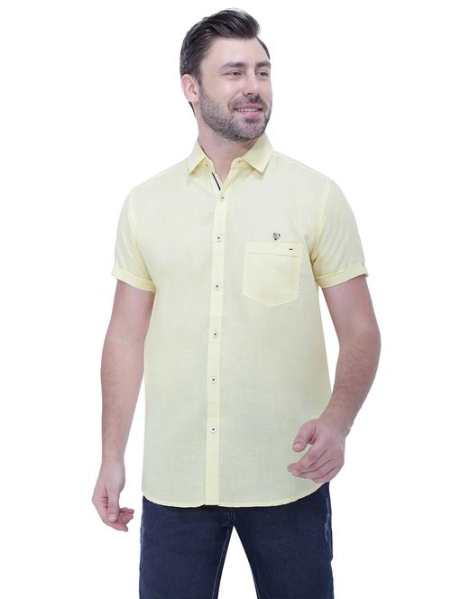 yellow solid casual shirt - 18424656 - Very Small Image - 1