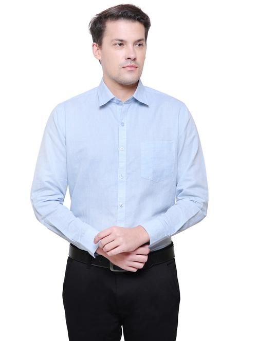 light-blue solid formal shirt - 18424686 - Very Small Image - 1