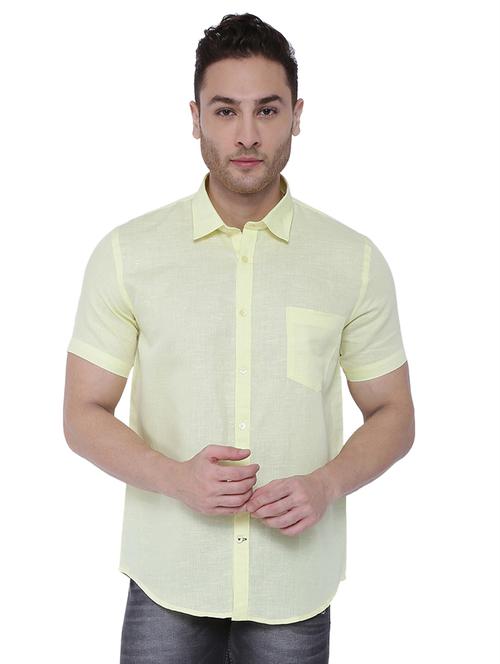 yellow solid formal shirt - 18424710 - Very Small Image - 1