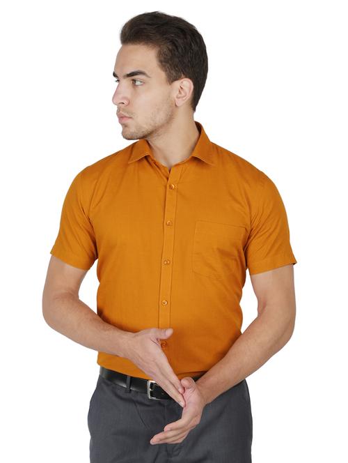 mustard solid formal shirt - 18424713 - Very Small Image - 1