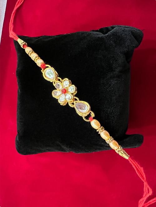 gold cotton thread rakhi - 18425105 - Very Small Image - 1