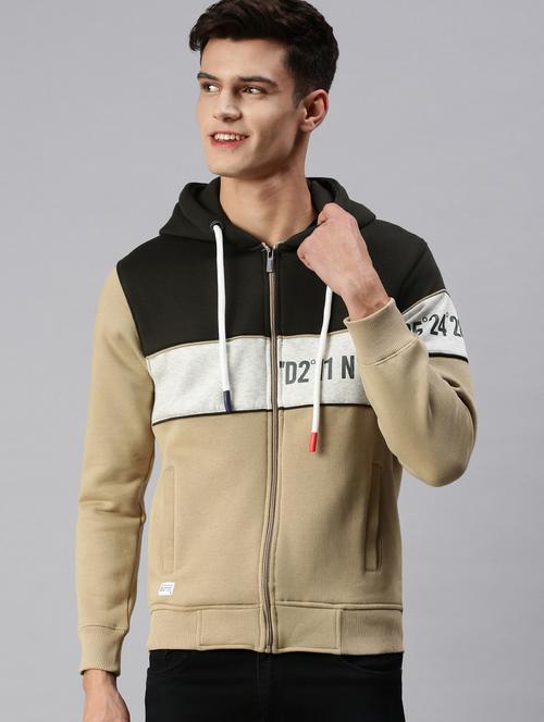 chest printed hooded casual jacket - 18425638 - Very Small Image - 1