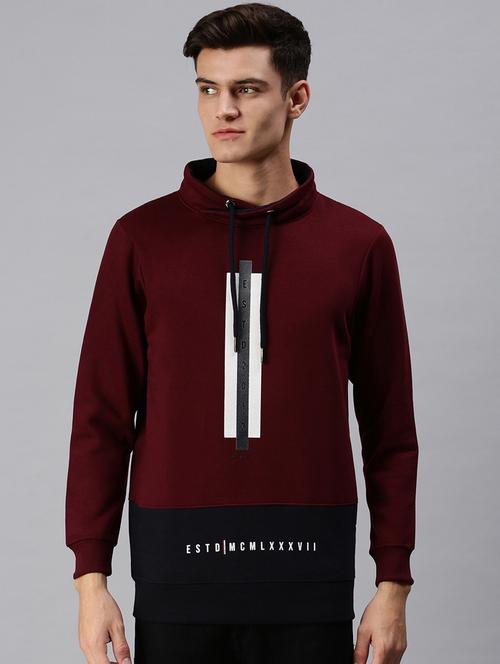 maroon color block sweatshirt - 18425720 - Very Small Image - 1