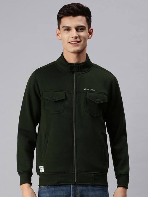 olive green solid casual jacket - 18425740 - Very Small Image - 1