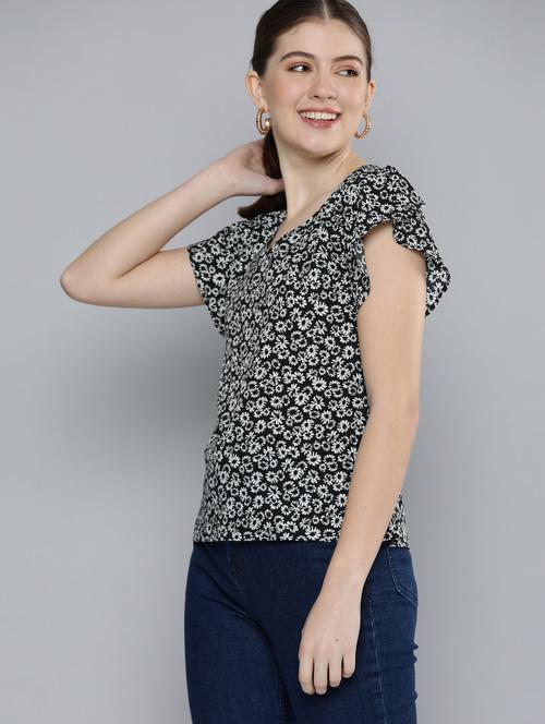 v-neck floral top - 18426045 - Very Small Image - 1