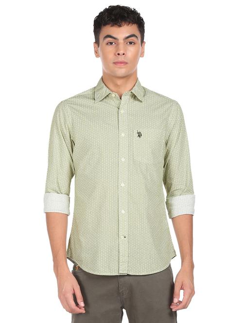 green printed casual shirt - 18426255 - Very Small Image - 1