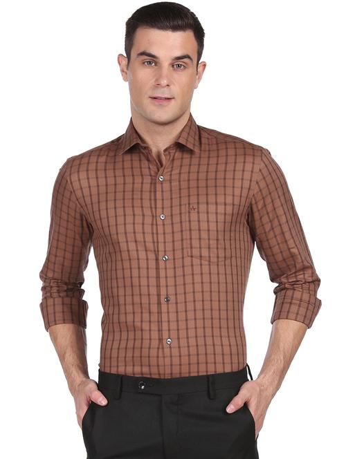 brown checkered formal shirt - 18426452 - Very Small Image - 1