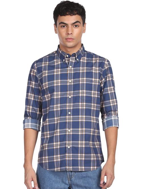 blue checkered casual shirt - 18426745 - Very Small Image - 1