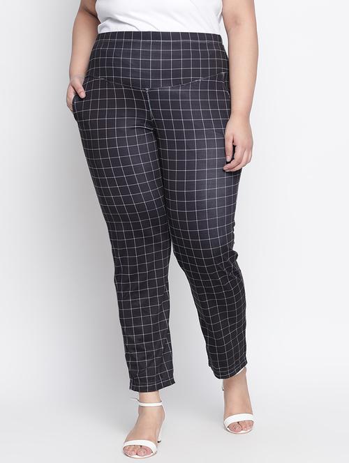 high rise checkered flat front trouser - 18426857 - Very Small Image - 1