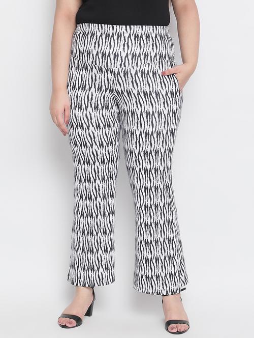 high rise printed flat front trouser - 18426860 - Very Small Image - 1