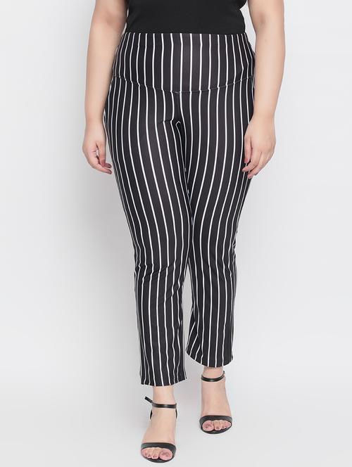 high rise striped flat front trouser - 18426862 - Very Small Image - 1