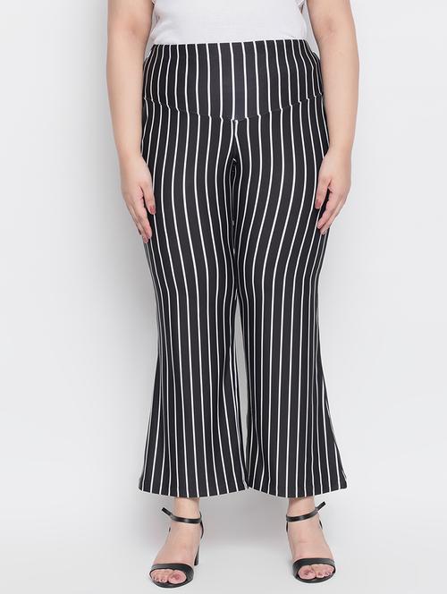 high rise striped flat front trouser - 18426865 - Very Small Image - 1