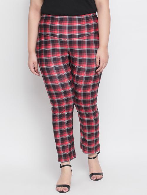 high rise checkered flat front trouser - 18426866 - Very Small Image - 1