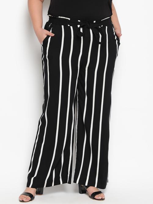 tie front striped flat front trouser - 18426868 - Very Small Image - 1