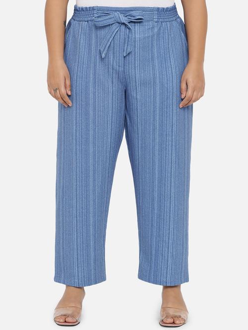 tie front striped flat front trouser - 18426869 - Very Small Image - 1