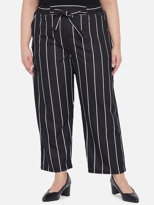 tie front striped flat front trouser - 18426871 - Very Small Image - 1