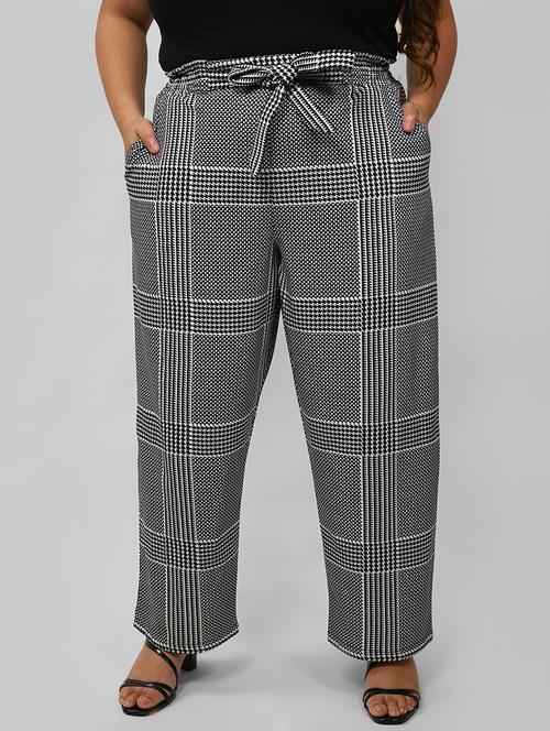 tie front checkered flat front trouser - 18426874 - Very Small Image - 1