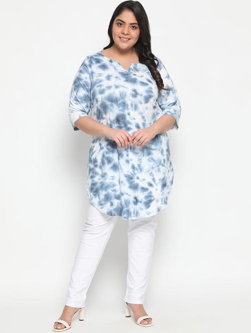 notch neck tie & dye tunic - 18426885 - Very Small Image - 1