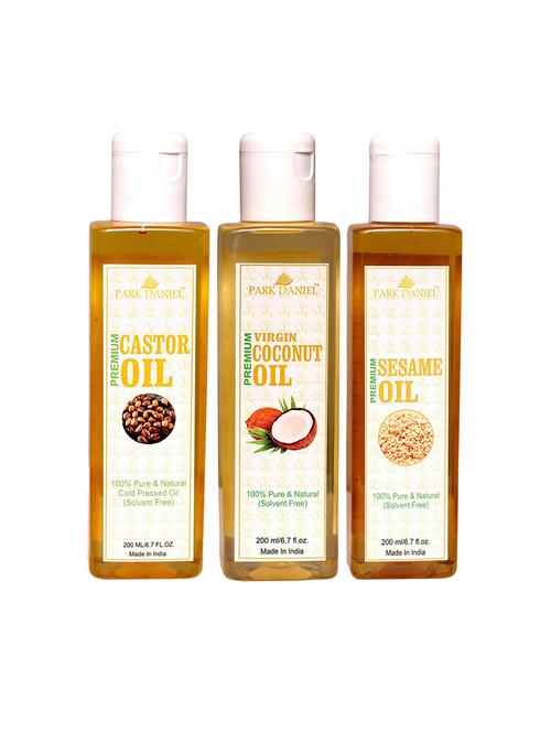 park daniel castor oil, coconut oil, sesame oil- 3 bottle(600 ml) - 18428070 - Very Small Image - 1