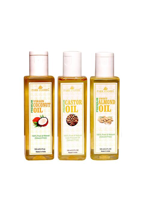 park daniel coconut, almond oil & castor oil- 3 bottles(300ml) - 18428284 - Very Small Image - 1