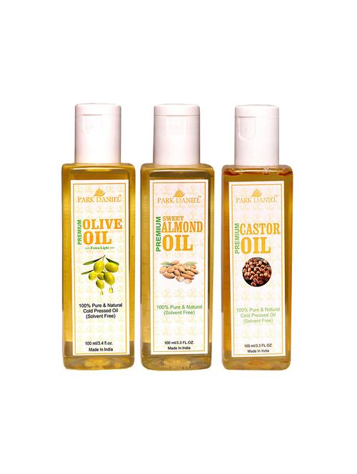 park daniel olive, sweet almond & castor oil-3 bottles(300 ml) - 18428303 - Very Small Image - 1