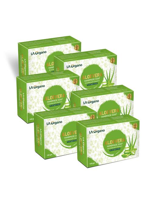 la organo aloe vera handmade natural bath soap enrich with vitamin e, glycerin (pack of 6) - 18429573 - Very Small Image - 1