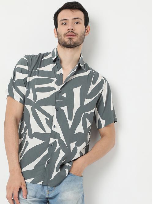 grey printed casual shirt - 18429630 - Very Small Image - 1