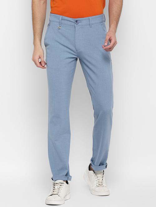 light-blue solid casual trouser - 18429697 - Very Small Image - 1