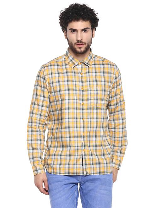yellow checkered casual shirt - 18429732 - Very Small Image - 1