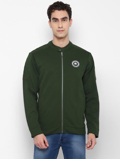 green solid casual jacket - 18429735 - Very Small Image - 1