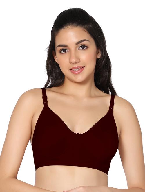 maroon non padded regular bra - 18430626 - Very Small Image - 1