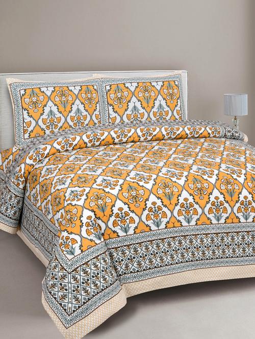 texstylehome 100% cotton jaipuri print double bedsheet with 2 pillow covers - 18431055 - Very Small Image - 1