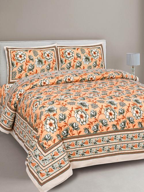 texstylehome 100% cotton jaipuri print double bedsheet with 2 pillow covers - 18431059 - Very Small Image - 1