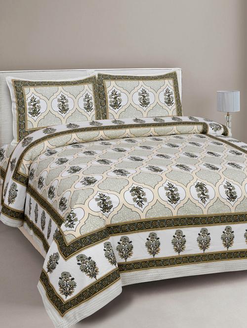 texstylehome 100% cotton jaipuri print double bedsheet with 2 pillow covers - 18431062 - Very Small Image - 1