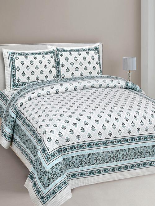 texstylehome 100% cotton jaipuri print double bedsheet with 2 pillow covers - 18431064 - Very Small Image - 1