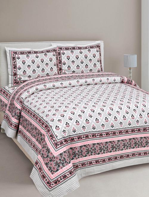 texstylehome 100% cotton jaipuri print double bedsheet with 2 pillow covers - 18431067 - Very Small Image - 1