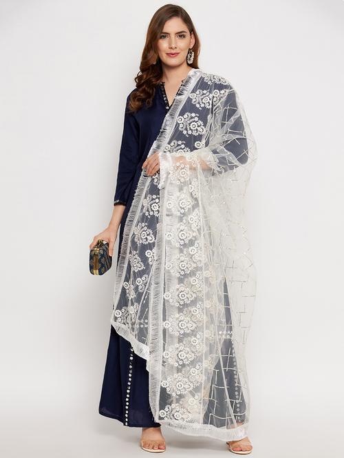 offwhite net dupatta - 18431140 - Very Small Image - 1