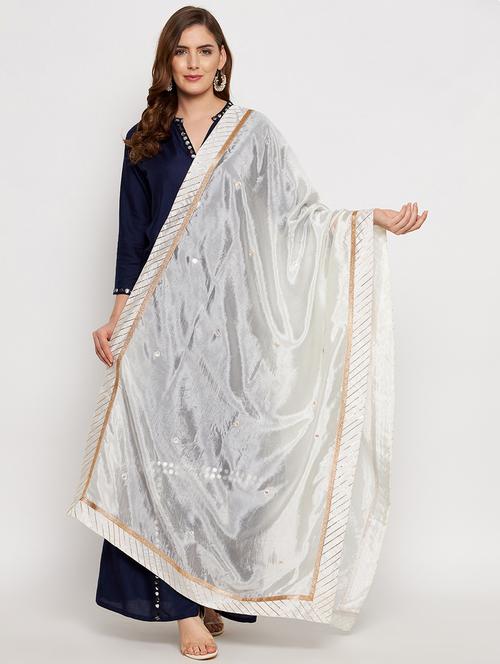 offwhite silk blend dupatta - 18431147 - Very Small Image - 1