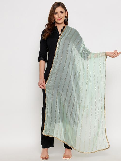 green embroidered gota patti dupatta - 18431169 - Very Small Image - 1