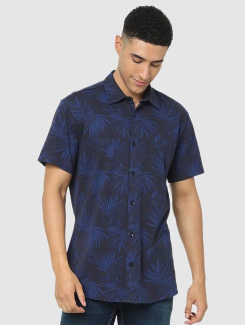 navy blue printed casual shirt - 18431508 - Very Small Image - 1