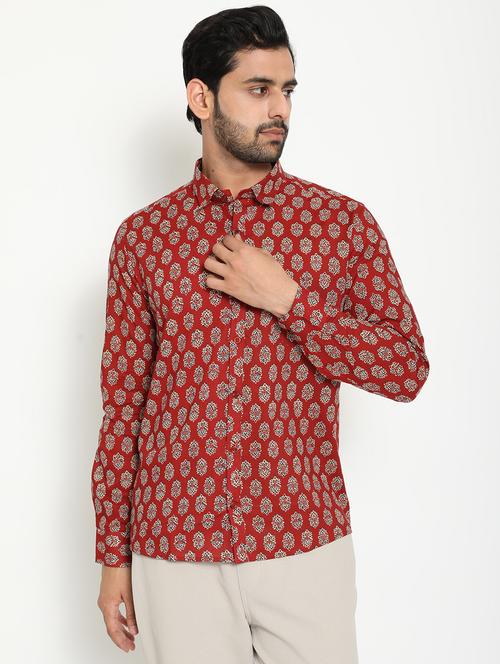 red printed casual shirt - 18431661 - Very Small Image - 1