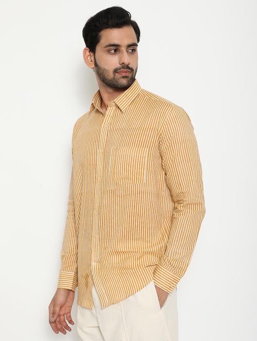 yellow striped casual shirt - 18431685 - Very Small Image - 1